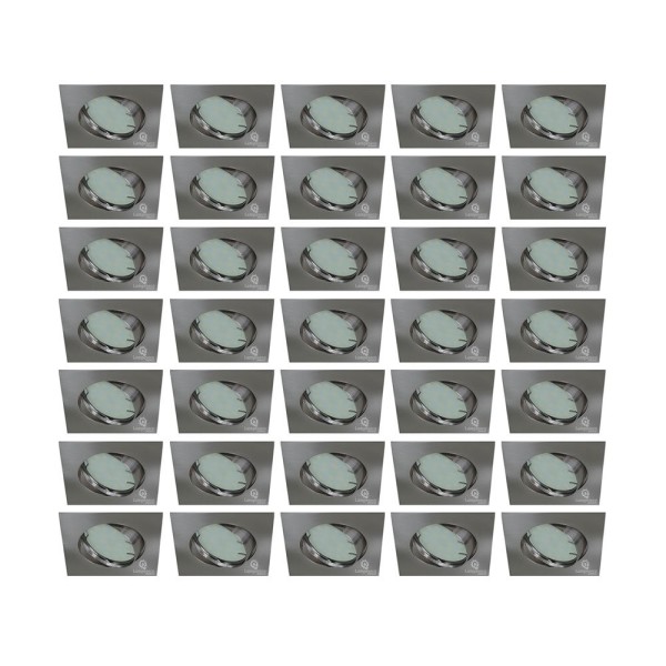 35 Spots LED Carré Alu Brossé - Éclairage Puissant Blanc Chaud