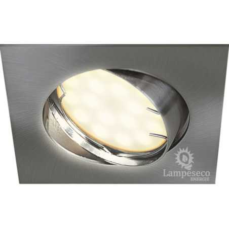 Éclairage parfait pour votre maison : Lot de 3 spots LED carré alu brossé orientables à blanc chaud