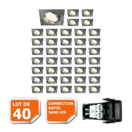 Éclairez votre maison avec style : Lot de 40 spots orientables LED carré alu brossé GU10