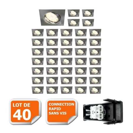 Éclairez votre maison avec style : Lot de 40 spots orientables LED carré alu brossé GU10