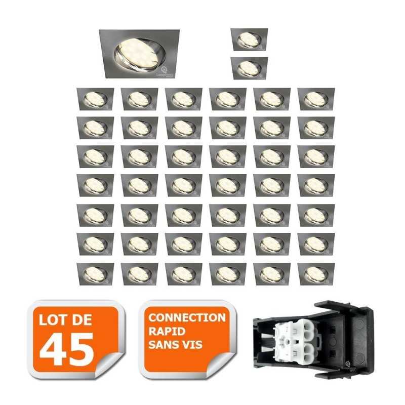 Éblouissez votre intérieur avec notre lot de 45 spots LED carrés orientables en alu brossé Éblouissez votre intérieur avec notre lot de 45 spots LED carrés orientables en alu brossé
