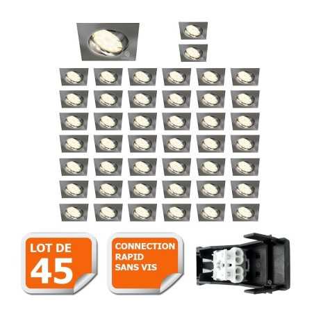 Éblouissez votre intérieur avec notre lot de 45 spots LED carrés orientables en alu brossé