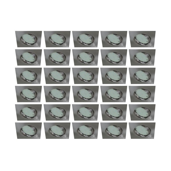 Transformez votre espace avec notre lot de 30 spots LED orientables carrés en alu brossé GU10 230V équivalent à 50W en blanc neu