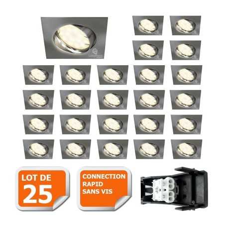 Éclairez votre intérieur avec style: Lot de 25 spots LED carré orientable GU10