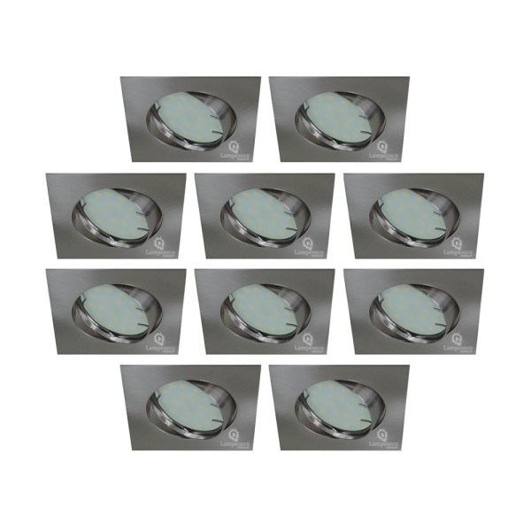Offrez une luminosité impeccable à votre intérieur avec notre lot de 10 spots LED orientables carrés en alu brossé - équivaut à 