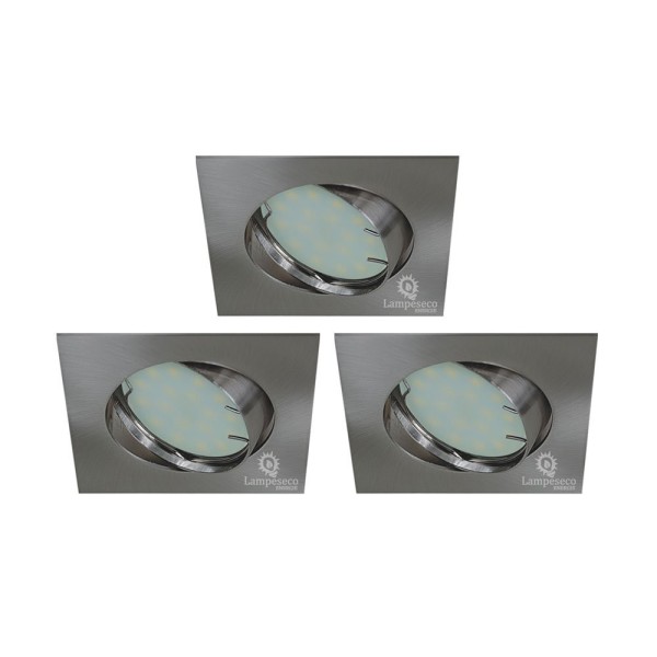 Éclairez votre intérieur avec notre Lot de 3 spots LED orientables carrés en alu brossé!\" (58 characters)