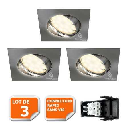 Éclairez votre intérieur avec notre Lot de 3 spots LED orientables carrés en alu brossé!\" (58 characters)