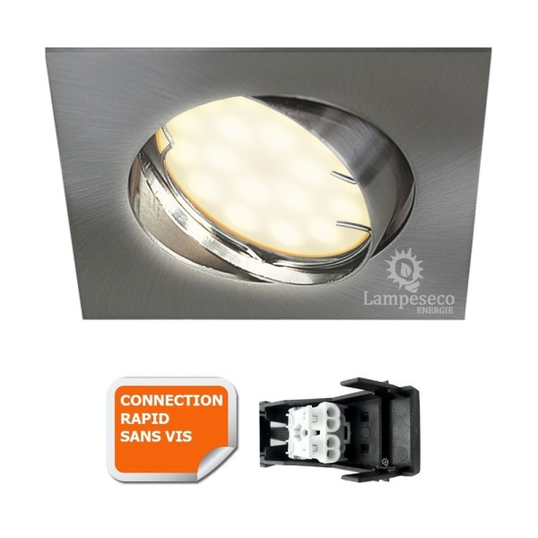 Éclairez vos espaces avec style : Spot encastrable LED carré alu brossé GU10 230V blanc neutre