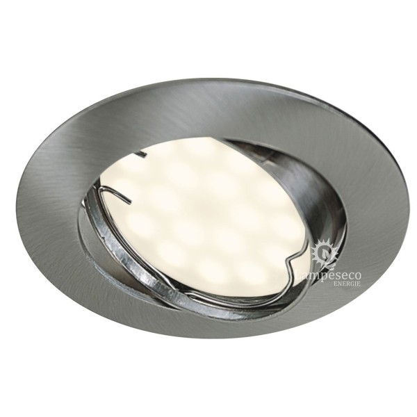 LOT DE 6 SPOT LED ENCASTRABLE COMPLETE ORIENTABLE ALU BROSSE AVEC AMPOULE GU10 230V eq. 50W