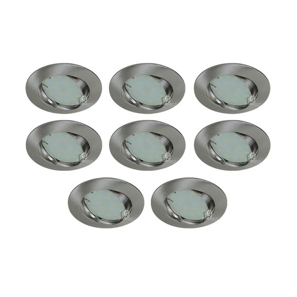 LOT DE 6 SPOT LED ENCASTRABLE COMPLETE ORIENTABLE ALU BROSSE AVEC AMPOULE GU10 230V eq. 50W