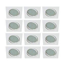 LOT DE 12 SPOT ENCASTRABLE ORIENTABLE CARRE LED SMD GU10 230V BLANC RENDU ENVIRON 50W HALOGENE