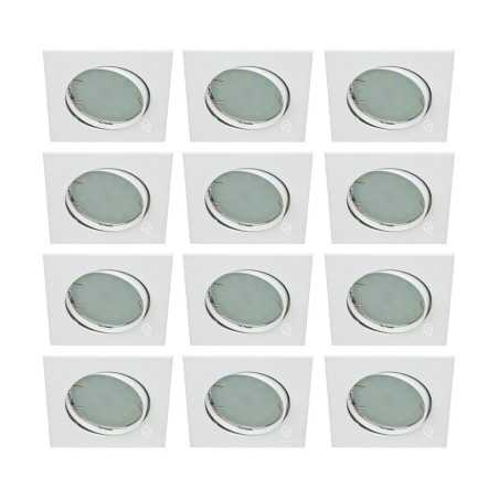 LOT DE 12 SPOT ENCASTRABLE ORIENTABLE CARRE LED SMD GU10 230V BLANC RENDU ENVIRON 50W HALOGENE