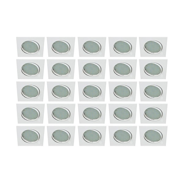 LOT DE 25 SPOT ENCASTRABLE ORIENTABLE CARRE LED SMD GU10 230V BLANC RENDU ENVIRON 50W HALOGENE