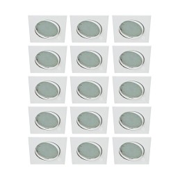 LOT DE 15 SPOT ENCASTRABLE ORIENTABLE CARRE LED SMD GU10 230V BLANC RENDU ENVIRON 50W HALOGENE