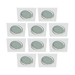LOT DE 10 SPOT ENCASTRABLE ORIENTABLE CARRE LED SMD GU10 230V BLANC RENDU ENVIRON 50W HALOGENE