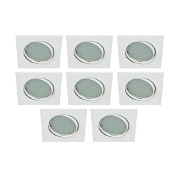 LOT DE 8 SPOT ENCASTRABLE ORIENTABLE CARRE LED SMD GU10 230V BLANC RENDU ENVIRON 50W HALOGENE