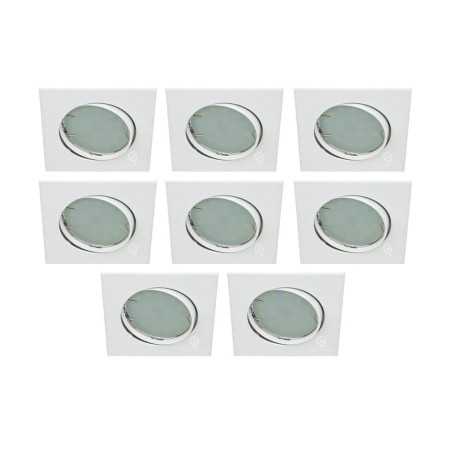 LOT DE 8 SPOT ENCASTRABLE ORIENTABLE CARRE LED SMD GU10 230V BLANC RENDU ENVIRON 50W HALOGENE