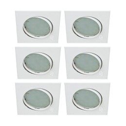 LOT DE 6 SPOT ENCASTRABLE ORIENTABLE CARRE LED SMD GU10 230V BLANC RENDU ENVIRON 50W HALOGENE
