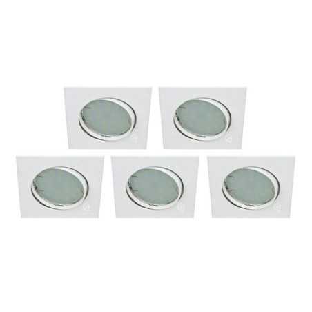 LOT DE 5 SPOT ENCASTRABLE ORIENTABLE CARRE LED SMD GU10 230V BLANC RENDU ENVIRON 50W HALOGENE