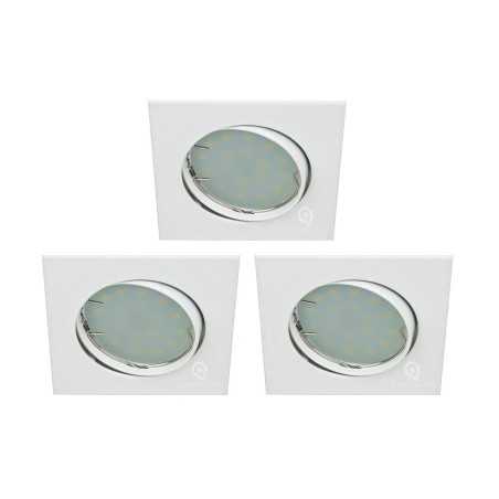 LOT DE 3 SPOT ENCASTRABLE ORIENTABLE CARRE LED SMD GU10 230V BLANC RENDU ENVIRON 50W HALOGENE