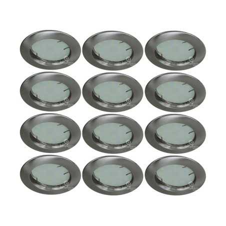 LOT DE 12SPOT LED ENCASTRABLE COMPLETE RONDE FIXE ALU BROSSE eq. 50W BLANC CHAUD 3000K
