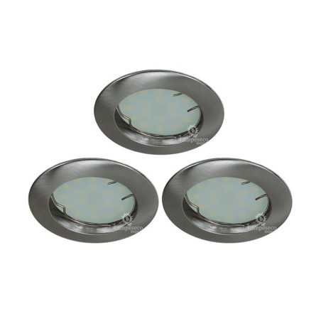 LOT DE 3 SPOT LED ENCASTRABLE COMPLETE RONDE FIXE ALU BROSSE eq. 50W BLANC CHAUD 3000K