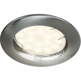 LOT DE 8 SPOT LED ENCASTRABLE COMPLETE RONDE FIXE ALU BROSSE eq. 50W BLANC CHAUD 3000K