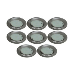 LOT DE 8 SPOT LED ENCASTRABLE COMPLETE RONDE FIXE ALU BROSSE eq. 50W BLANC CHAUD 3000K