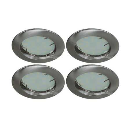 LOT DE 3 SPOT LED ENCASTRABLE COMPLETE RONDE FIXE ALU BROSSE eq. 50W BLANC CHAUD 3000K