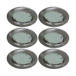 Éclairez votre maison avec style - Lot de 6 spots LED encastrables ronds en alu brossé blanc neutre eq. 50w