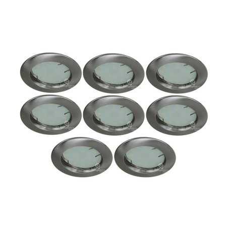 LOT DE 8 SPOT LED ENCASTRABLE COMPLETE RONDE FIXE ALU BROSSE eq. 50W BLANC FROID
