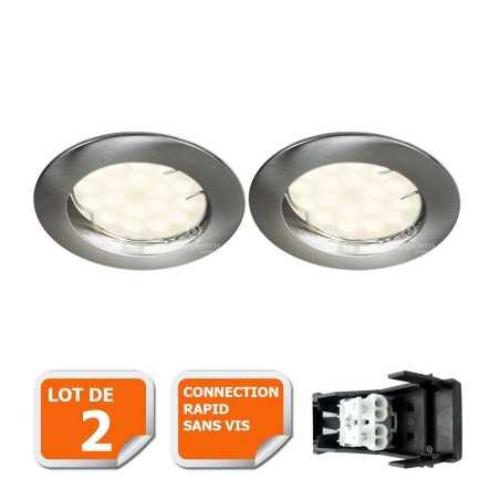 SPOT LED ENCASTRABLE COMPLETE RONDE FIXE ALU BROSSE eq. 50W