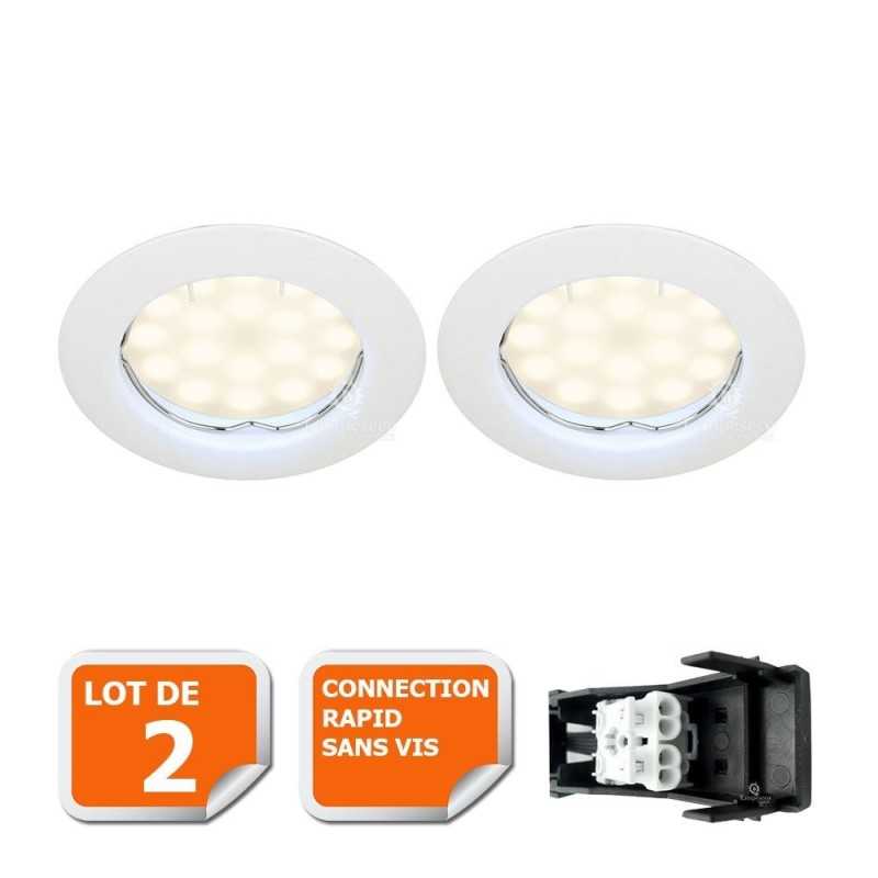 Lot de 2 Spot led complete ronde fixe eq. 50w blanc chaud Lot de 2 Spot led complete ronde fixe eq. 50w blanc chaud