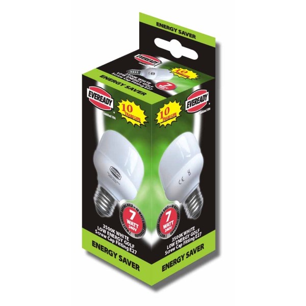 Lot de 5 Ampoules économie d’énergie Mini-Fluo sphérique 7W E27