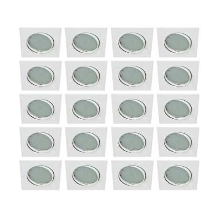 LOT DE 20 SPOT ENCASTRABLE ORIENTABLE LED CARRE GU10 230V eq. 50W BLANC FROID 6000K