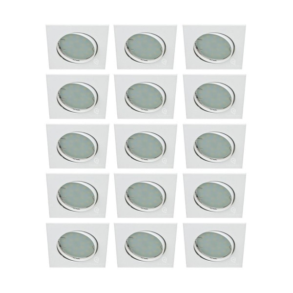 LOT DE 15 SPOT ENCASTRABLE ORIENTABLE LED CARRE GU10 230V eq. 50W BLANC FROID 6000K