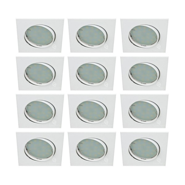 LOT DE 12 SPOT ENCASTRABLE ORIENTABLE LED CARRE GU10 230V eq. 50W BLANC FROID 6000K