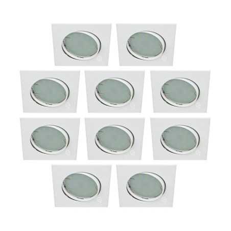 LOT DE 10 SPOT ENCASTRABLE ORIENTABLE LED CARRE GU10 230V eq. 50W BLANC FROID 6000K