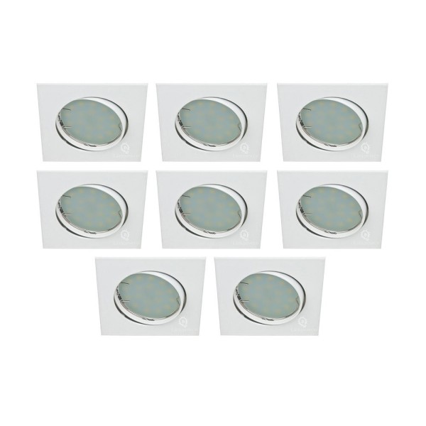 LOT DE 8 SPOT ENCASTRABLE ORIENTABLE LED CARRE GU10 230V eq. 50W BLANC FROID 6000K
