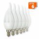 Lot de 6 Ampoules LED E14 Flamme 5W Eq 40W Blanc Chaud