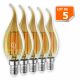 Lot de 5 Ampoules décorative led à filament Doré 4 watt (éq. 42 Watt) Culot E14