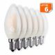 Lot de 6 Ampoules LED E14 Opaque Filament 4W eq 40W 400lm Blanc Chaud