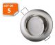 Lot de 5  collerettes supports encastrables aluminium orientables Spot LED rond alu brossé - Diametre 81mm - Trou de perçage 74mm