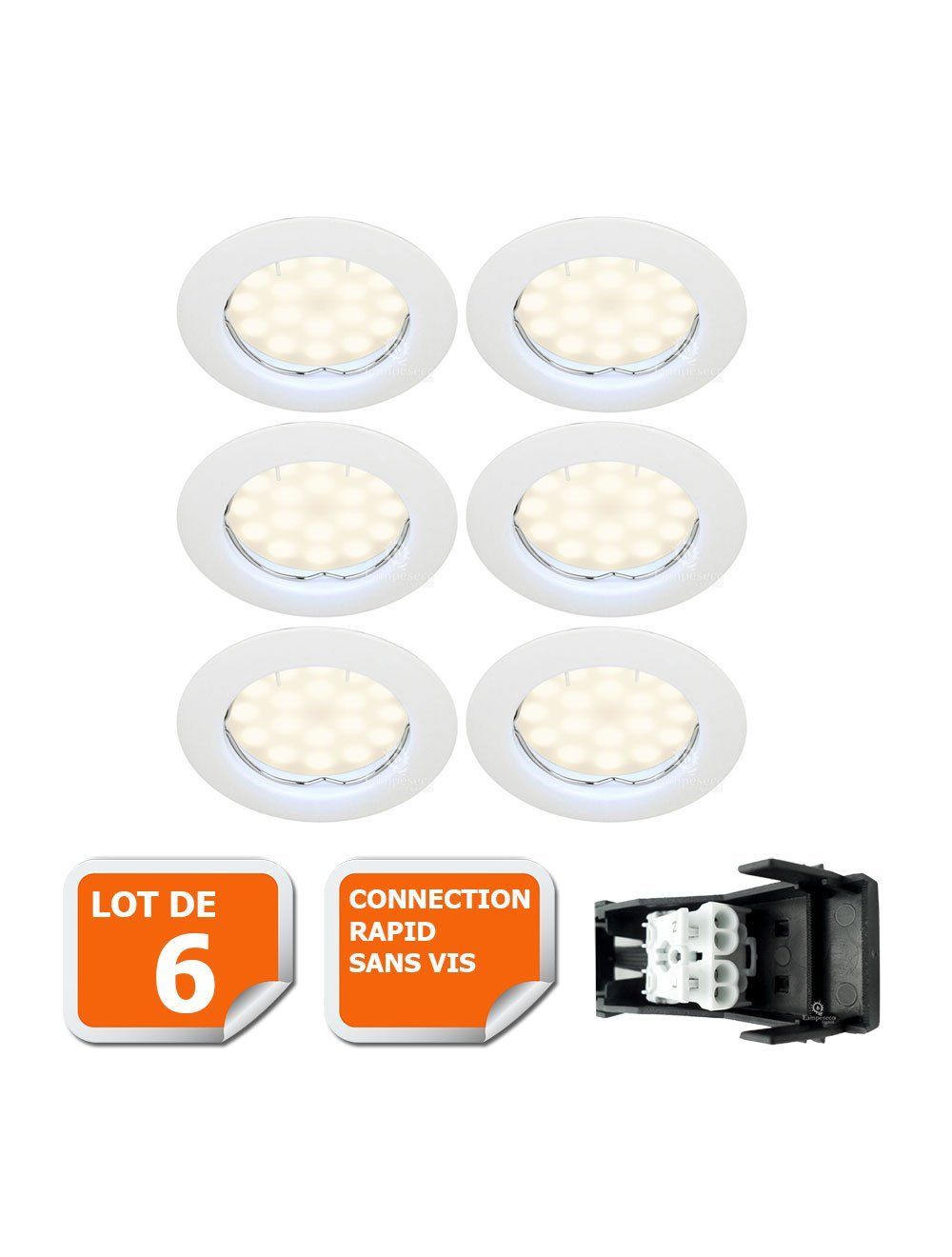 Lot de 6 Spot LED encastrable Ultra Plat avec 6x3W Dimmable