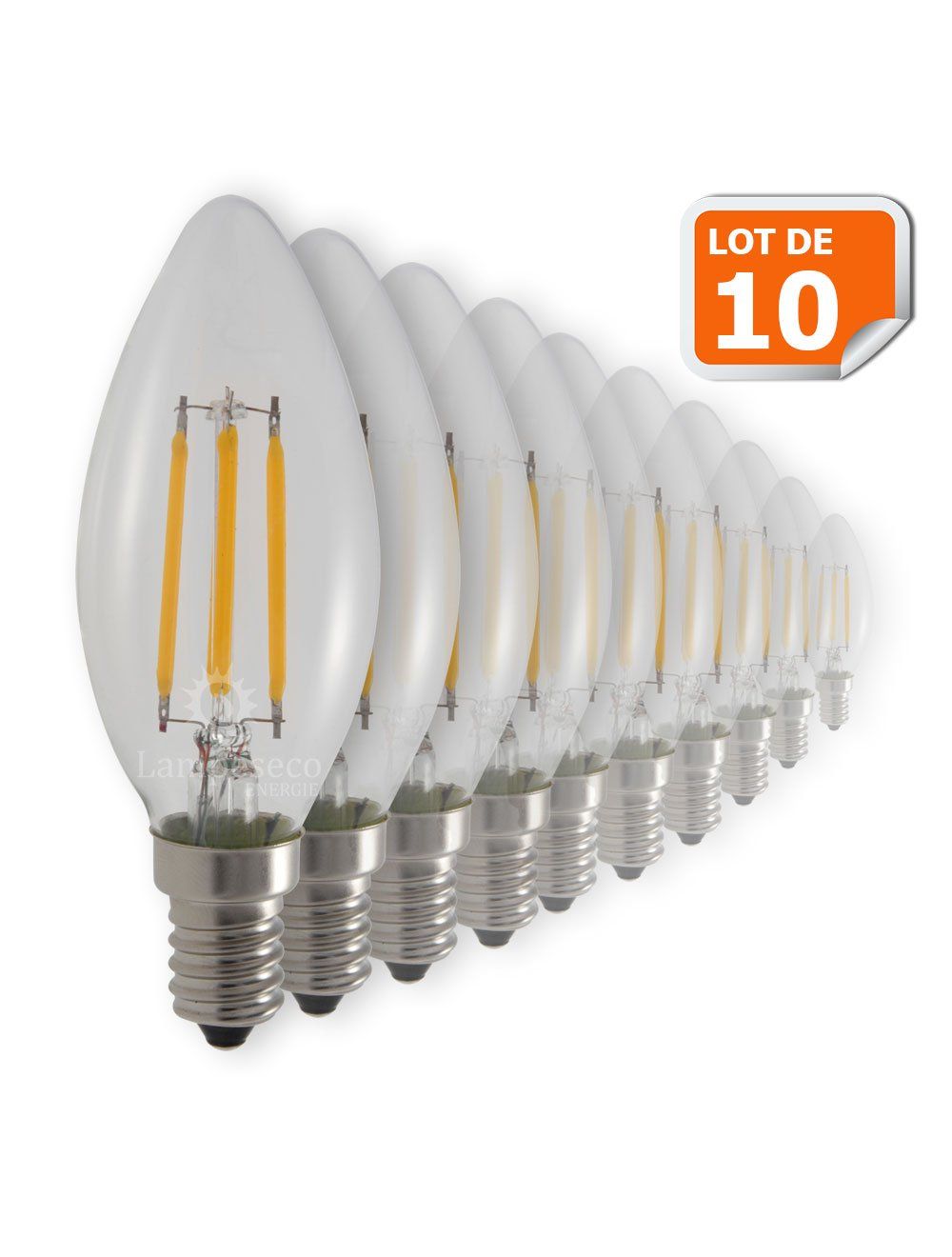 Lot de 5 ampoules LED flamme, culot E14, consommation de 5,5W, lumière blanc  chaud