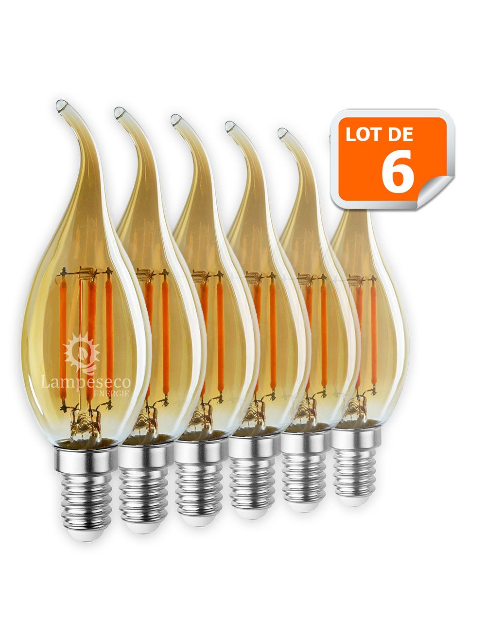 Sublimez votre intérieur avec notre lot de 6 ampoules led à filament doré  4W - Économie d'énergie garantie!