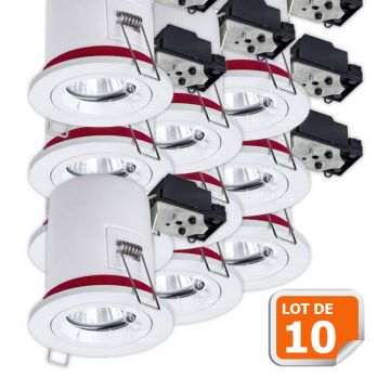 10 Spot LED Encastrable Extra Plat Dimmable Orientable Salle de Bain IP44  Blanc Neutre 4000K